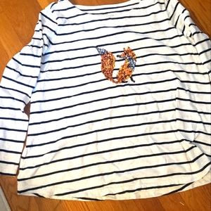 Talbots 1x t-shirt stripes and sequin fox